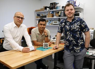 Schmidt AI in Science Postdoctoral Fellowship recipients (left to right) Mehdy Dousty, Md Abdul Halim and Gerard O’Leary. Photo credit: All photos Amanda Mohabeer.
